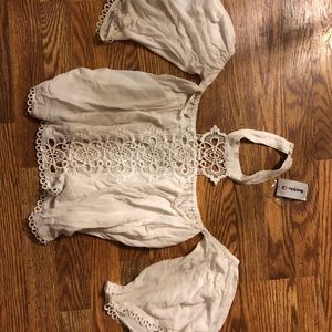 Buckle crop top. Brand new off the shoulders